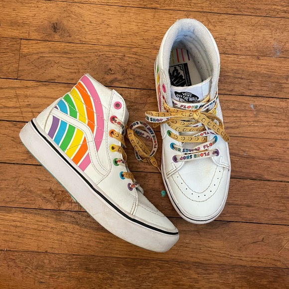 Vans Other - Vans FLOUR SHOP Rainbow Super ComfyCush Sk8-Hi  Top Shoes - Size Kids 2.5